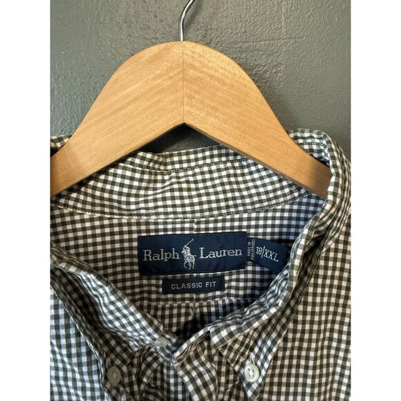 Y2K Polo Ralph Lauren Mens Black Long Sleeve Checkered Button Up Shirt Size 2XL - Picture 3 of 3